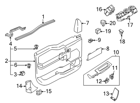 2025 Ford F-150 Switch - Window Control - Double Diagram for ML3Z-14529-BE