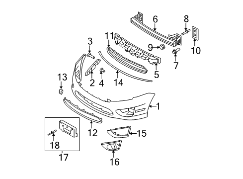 2011 Ford Fusion Bumper & Components - Front Diagram