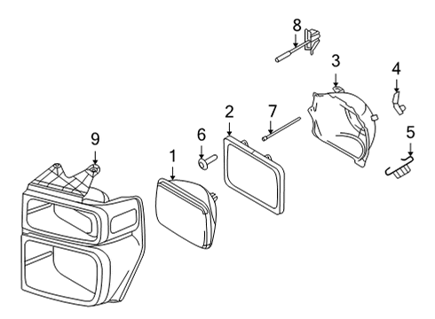 2025 Ford E-350 Super Duty Headlamp Components Diagram