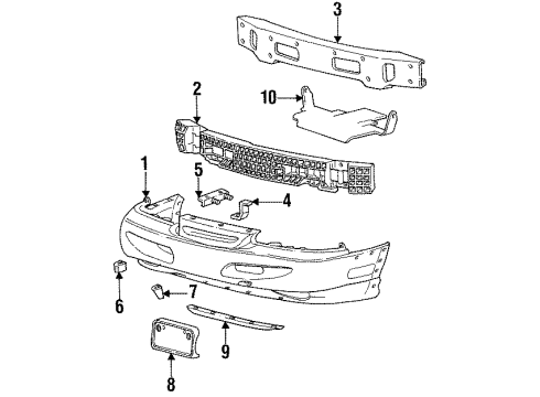 1994 Ford Thunderbird Bumper & Components - Front Diagram