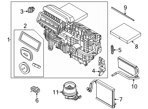 2024 Lincoln Nautilus A/C Evaporator & Heater Components Diagram