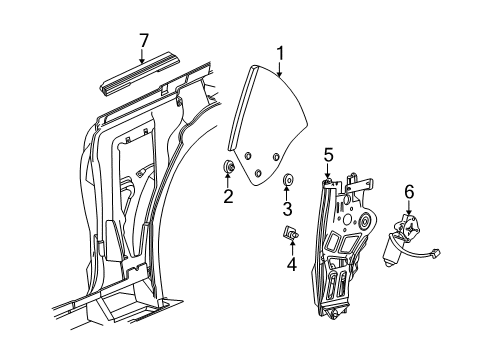 2001 Ford Mustang Glass & Hardware - Quarter Panel Diagram