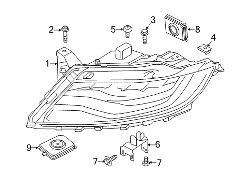 2017 Lincoln MKX Headlamp Components Diagram