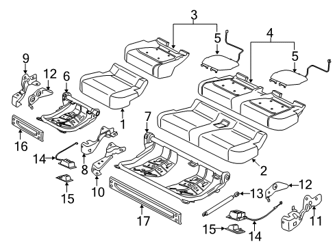 2017 Ford F-350 Super Duty Rear Seat Components Diagram