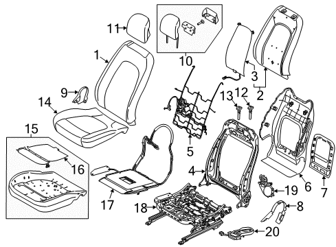 2017 Lincoln MKZ Front Seat Components Diagram