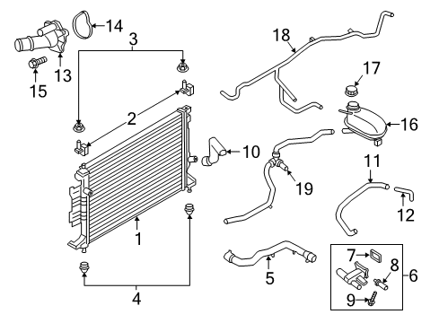 2018 Ford Escape Radiator & Components Diagram