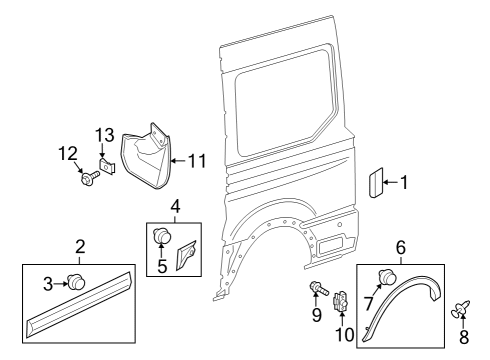 2024 Ford E-Transit Exterior Trim - Side Panel Diagram