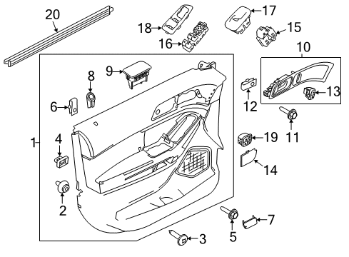 2014 Ford Explorer Interior Trim - Front Door Diagram