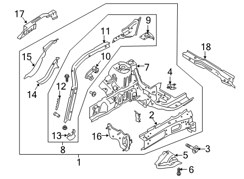 2024 Ford Escape Structural Components & Rails Diagram