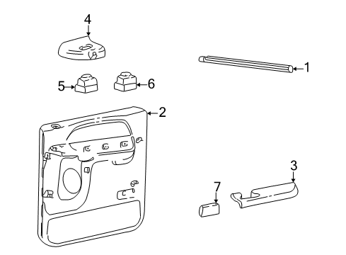 2001 Ford Excursion Interior Trim - Rear Door Diagram