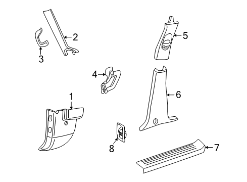 2004 Mercury Mountaineer Interior Trim - Pillars Diagram