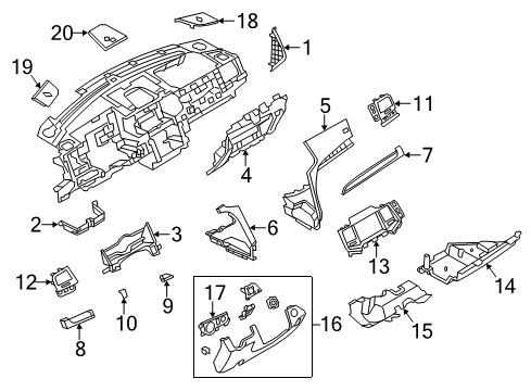 2013 Lincoln MKS Instrument Panel Components Diagram