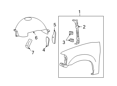 2005 Ford Expedition Fender, Front Passenger Side Diagram for 2L1Z-16005-DA