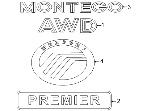 2005 Mercury Montego Exterior Trim - Trunk Diagram