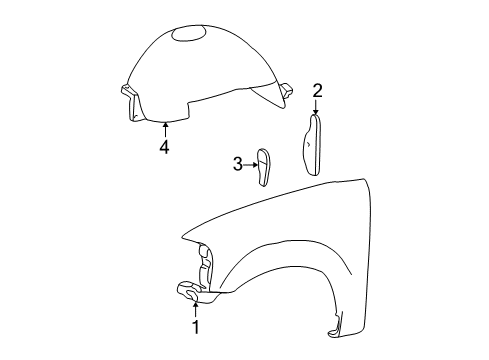 2001 Ford Expedition Fender, Front Passenger Side Diagram for 2L3Z-16005-AA