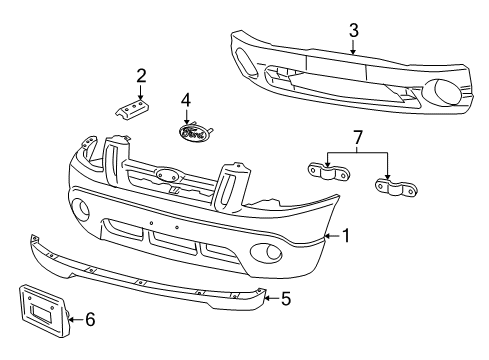 2001 Ford Explorer Sport Bumper & Components - Front Diagram