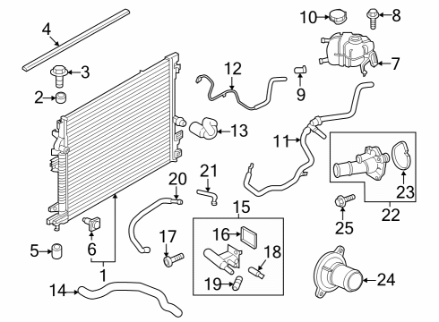 2023 Ford Edge Radiator & Components Diagram