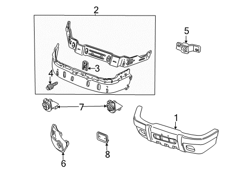 2000 Ford Explorer Bumper & Components - Front Diagram