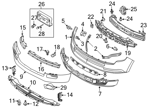 2009 Ford Edge Bumper & Components - Front Diagram