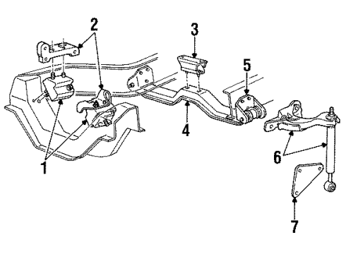 1994 Ford Ranger Engine & Trans Mounting Diagram 3 - Thumbnail
