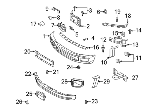 2022 Ford F-350 Super Duty Bumper & Components - Front Diagram