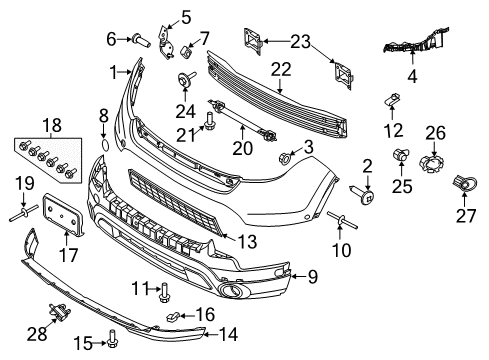 2012 Ford Explorer Bumper & Components - Front Diagram