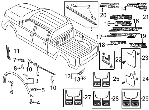2020 Ford F-150 Stone Guard, Front Passenger Side Diagram for FL3Z-99292A22-BA