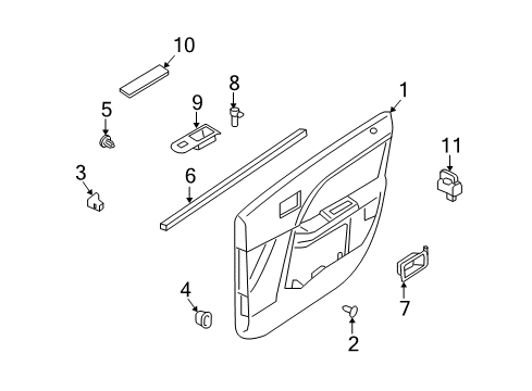 2009 Mercury Sable Interior Trim - Rear Door Diagram