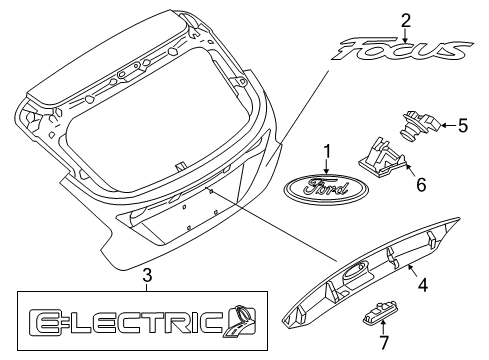 2016 Ford Focus Exterior Trim - Lift Gate Diagram
