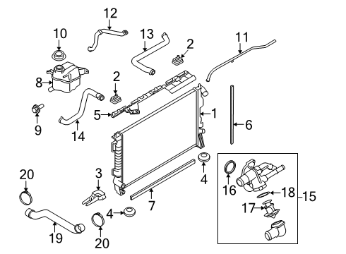 2015 Ford Flex Radiator & Components Diagram