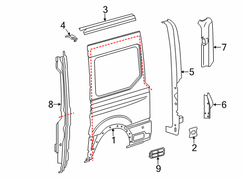 2019 Ford Transit-150 Side Panel & Components Diagram 8 - Thumbnail