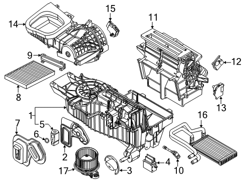2013 Ford Explorer A/C Evaporator Components Diagram
