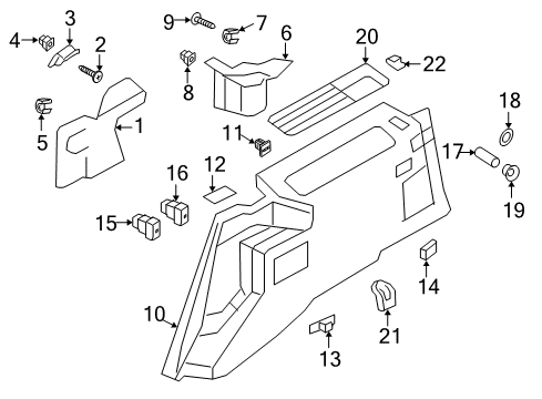 2007 Lincoln Navigator Interior Trim - Quarter Panels Diagram