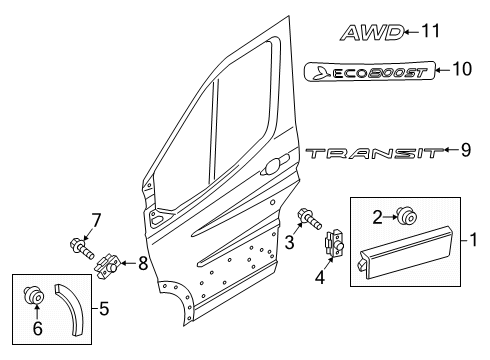 2025 Ford Transit-150 Exterior Trim - Front Door Diagram