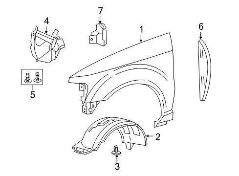 2008 Ford Explorer Sport Trac Fender & Components Diagram