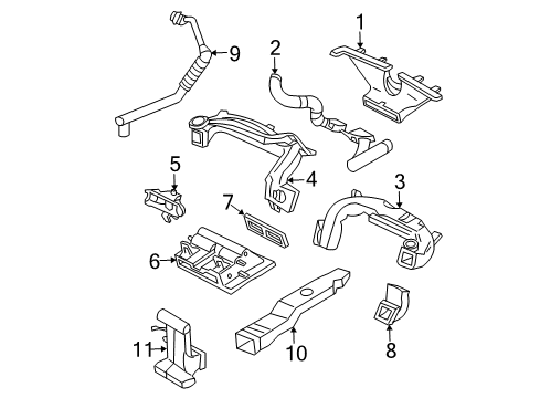 2003 Mercury Mountaineer Floor Duct Diagram for 1L2Z-18C420-AA
