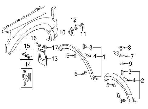 2017 Ford F-350 Super Duty Exterior Trim - Fender Diagram