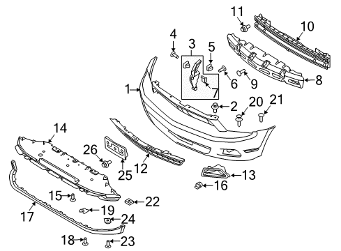 2011 Ford Mustang Bumper & Components - Front Diagram