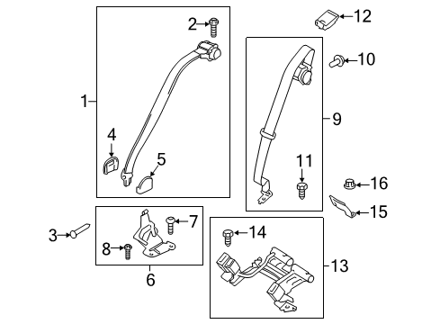 2020 Ford Police Responder Hybrid Rear Seat Belts Diagram