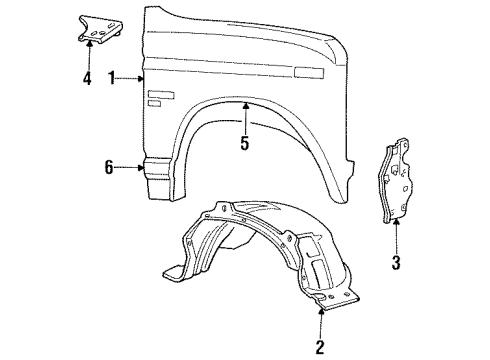 1990 Ford Bronco Exterior Trim - Fender Diagram