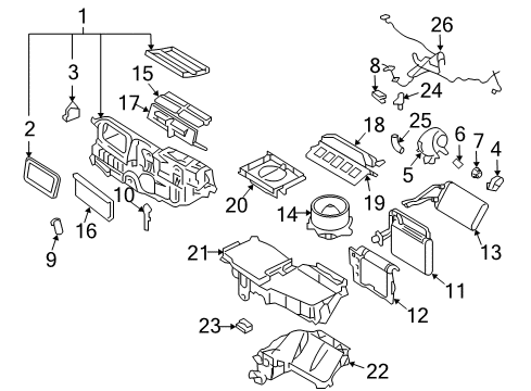 2006 Lincoln Zephyr A/C Evaporator Components Diagram