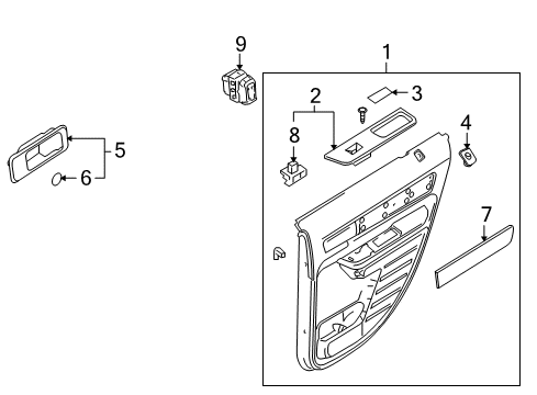 2007 Lincoln MKX Interior Trim - Rear Door Diagram