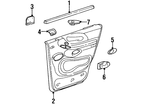 1998 Lincoln Navigator Interior Trim - Rear Door Diagram