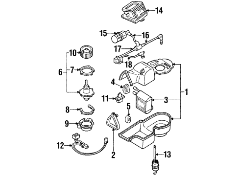 1999 Ford Escort A/C Evaporator Components Diagram