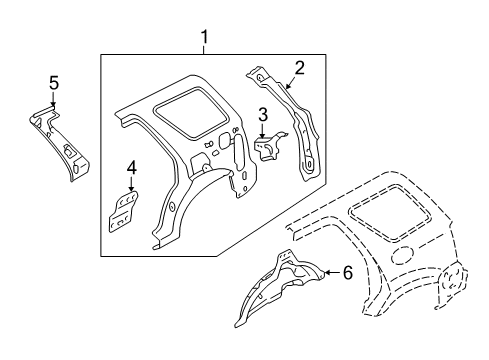 2011 Mercury Mariner Inner Structure - Quarter Panel Diagram