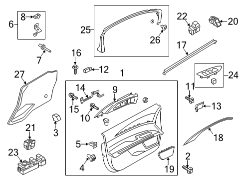 2017 Lincoln MKZ Interior Trim - Front Door Diagram