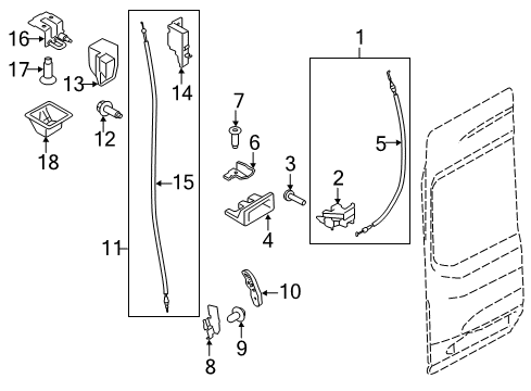 2016 Ford Transit-150 Back Door - Lock & Hardware Diagram
