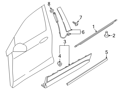 2018 Ford Edge Exterior Trim - Front Door Diagram