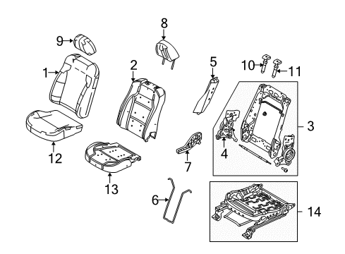 2011 Ford Taurus Passenger Seat Components Diagram