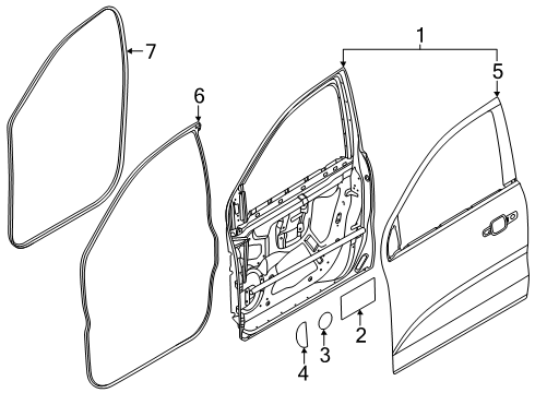 2024 Ford Ranger Door & Components Diagram